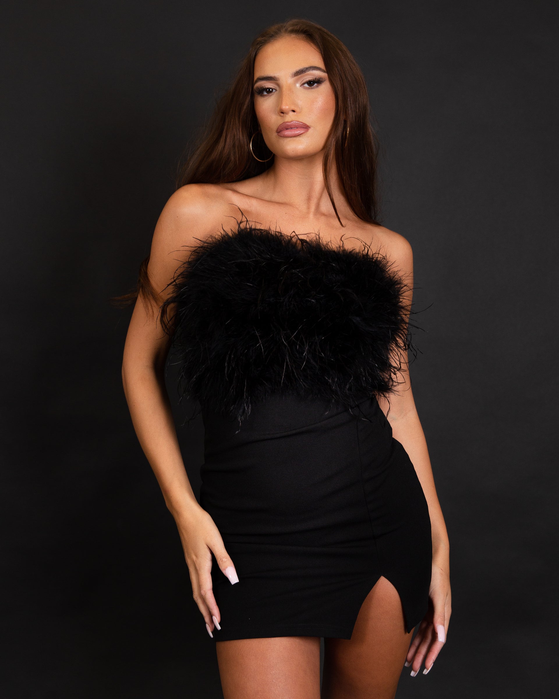 18+ Black Mini Dress Strapless